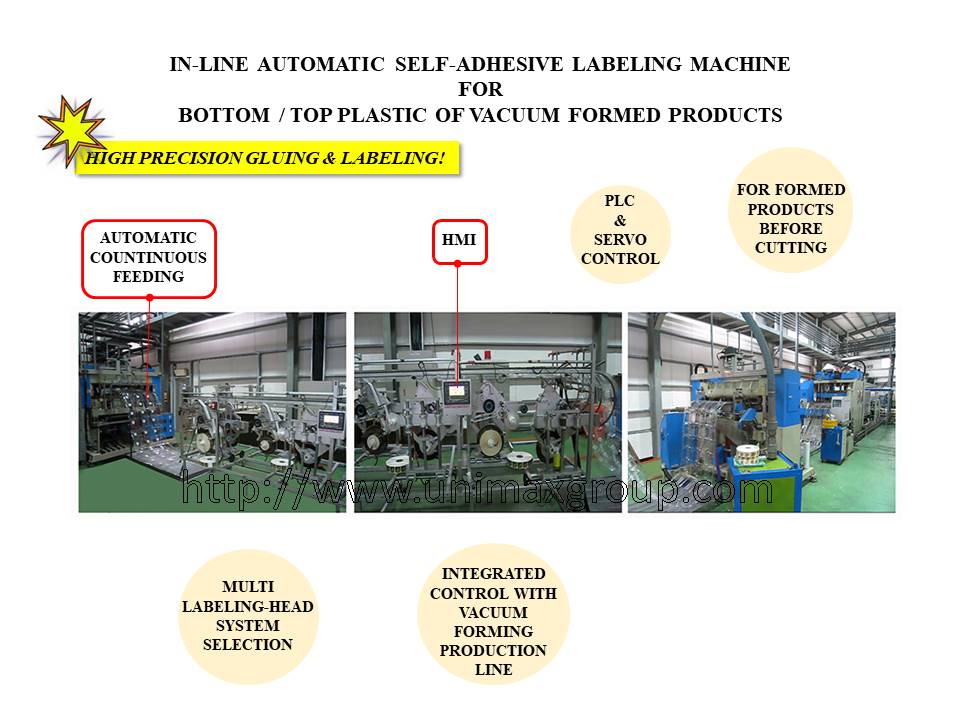 Vacuum Forming Products Automatic In-Line Bottom / Top Labeling Machine